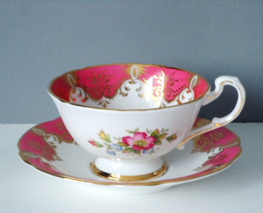 Vintage Teacup And Saucer Set By Paragon In Bubble Gum Pink And Gold Gilt