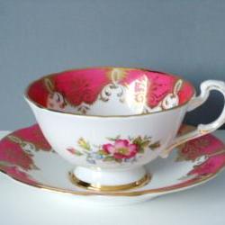 Vintage Teacup and Saucer Set by Paragon in Bubble Gum Pink and Gold Gilt